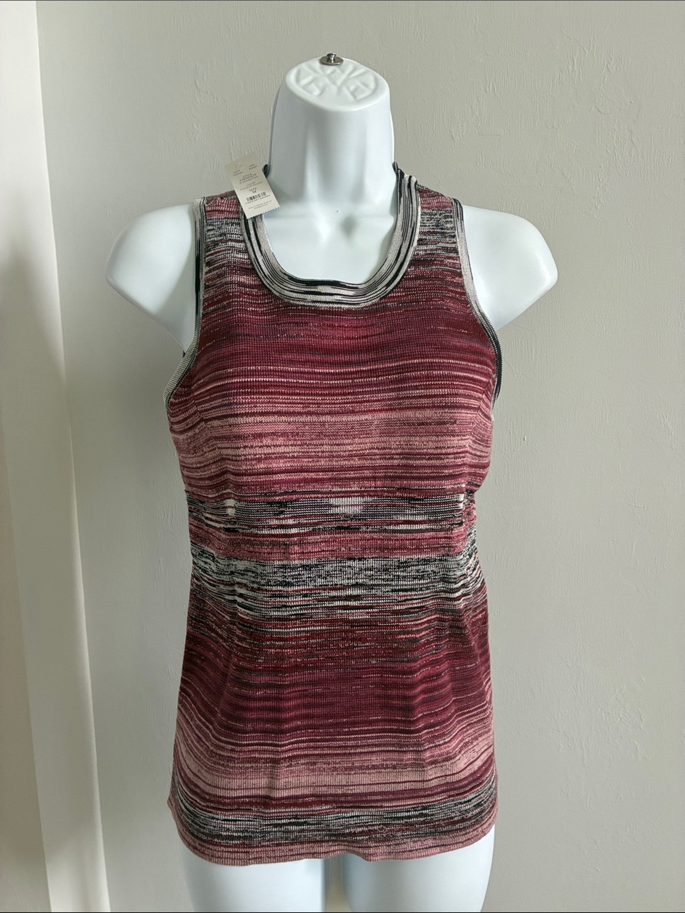 White House Black Market Multi-Stripe Knit Tank Top- Med